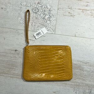 Old Navy Mustard Yellow Faux Alligator Skin Wristlet